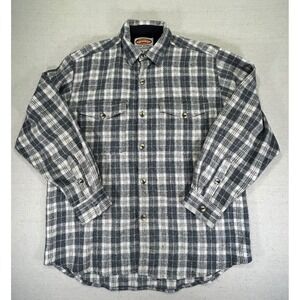 Vintage PARAGRAFF Wool Blend‎ Flannel Shirt Mens Large Long Sleeve Button Plaid